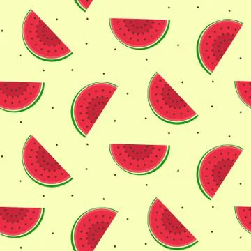 Seamless pattern with sliced watermelon with seeds Stock Illustration