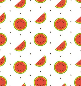 Seamless Pattern with Slices and Seeds Of Watermelon Stock Illustration