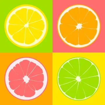 Seamless pattern. Slices of citrus: lime, lemon, grapefruit, orange on backgr Stock Illustration