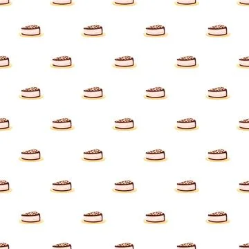 Seamless pattern with slices of creamy chocolate cake food Stock Illustration