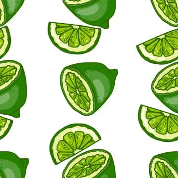 Seamless pattern with slices of lime Stock Illustration