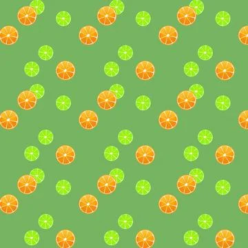 A seamless pattern with slices of orange and lime 스톡 일러스트