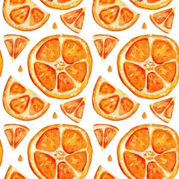 Seamless pattern with slices of orange. Stock Illustration
