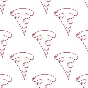 A seamless pattern with slices of pizza Stock Illustration
