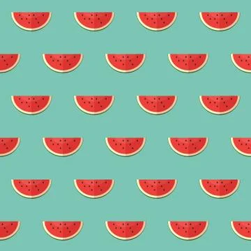 Seamless pattern with slices of watermelon Stock Illustration