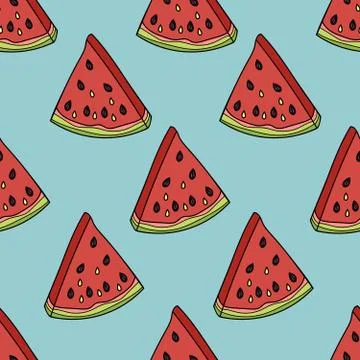 Seamless pattern with the slices of watermelon. Stock Illustration
