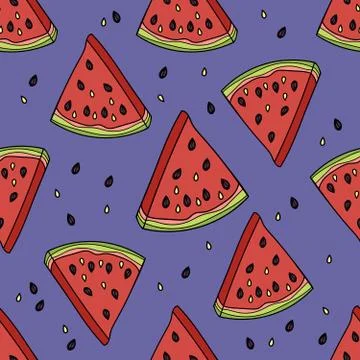 Seamless pattern with the slices of watermelon. Illustrazione stock