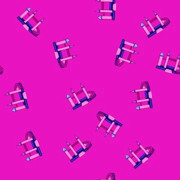 Seamless pattern slide inflatable castle cartoon vector Stock Illustration