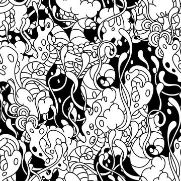 Seamless pattern with slime and tentacles. Illustrazione stock