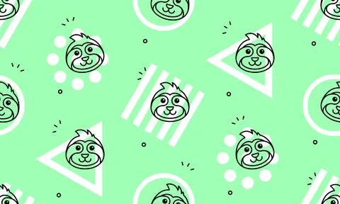 Seamless pattern with Sloths 스톡 일러스트