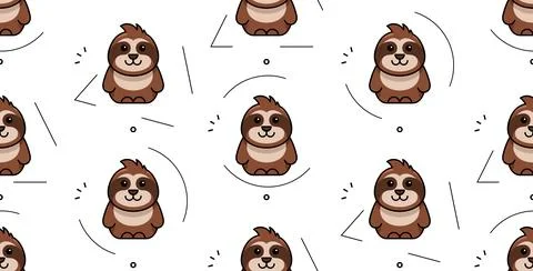 Seamless pattern with Sloths 스톡 일러스트