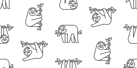 Seamless pattern with Sloths Stock Illustration