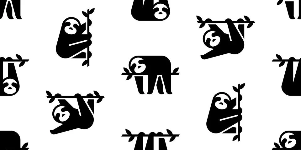 Seamless pattern with Sloths 스톡 일러스트