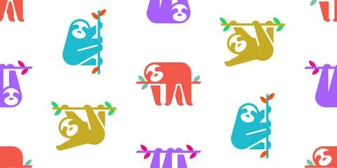 Seamless pattern with Sloths 스톡 일러스트