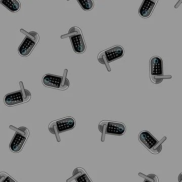 Seamless pattern sm fingerprint door lock cartoon vector Stock Illustration