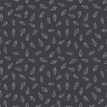 Seamless pattern with small black and white crystals gems outline drawing Stock Illustration