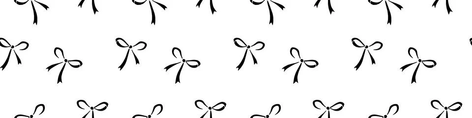 Seamless pattern with small black flat bows, ribbons. Cute fun simple abstrac Stockillustratie