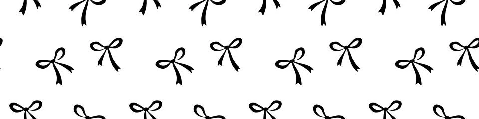 Seamless pattern with small black flat bows, ribbons. Cute fun simple abstrac Stock Illustration