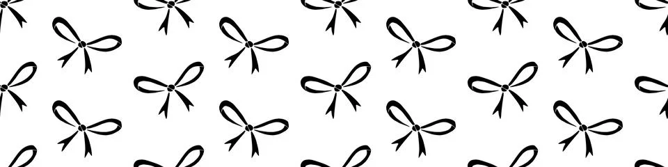 Seamless pattern with small black flat bows, ribbons. Cute fun simple abstrac Stock Illustration