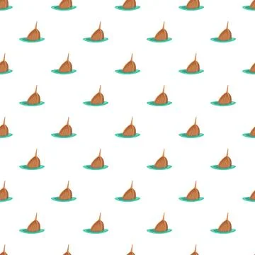 Seamless pattern of small brown wooden boats floating Stock Illustration