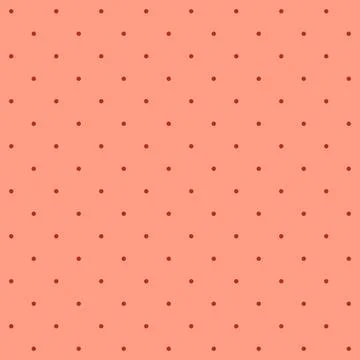 Seamless pattern - small burgundy dots on a peach-coral background.  Illustrazione stock