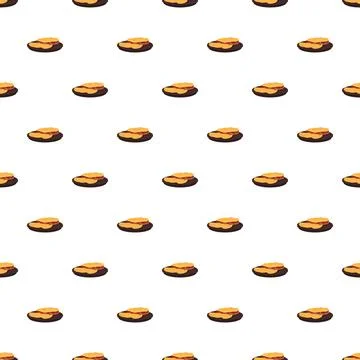 Seamless pattern with small cartoon open sandwiches 스톡 일러스트