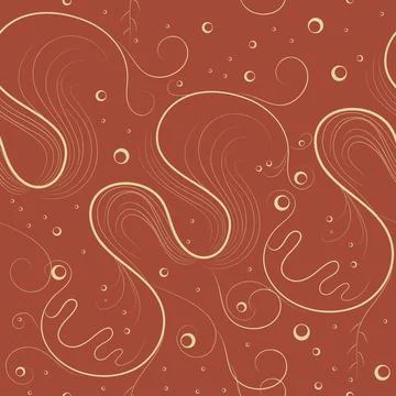 A seamless pattern of small circles, curls of thin lines, reminiscent of anci Stock Illustration