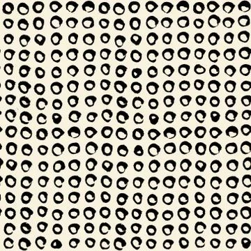 Seamless pattern with small circles hand painted  black ink. Abstract monoc.. Stock Illustration