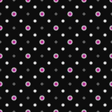 Seamless pattern with small daisies on a black background. Stock Illustration
