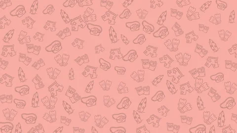 Seamless pattern of small feminine accessory sketches on soft pink background Vídeo Stock 330279043