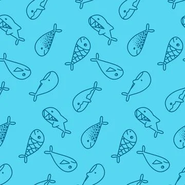 Seamless pattern small fish blue color. Design for fabric, textile Illustrazione stock