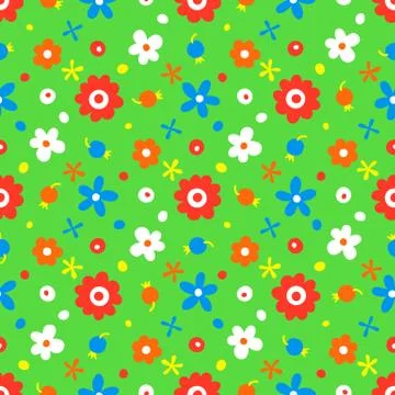 Seamless pattern with small flowers and berries Illustrazione stock