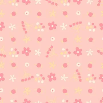 Seamless pattern with small flowers and berries Stock Illustration