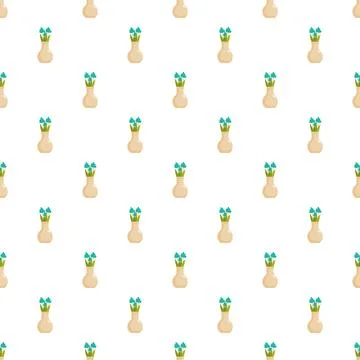 Seamless pattern with small flowers in vases Illustrazione stock