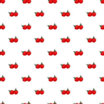 Seamless pattern with small fresh red tomatoes Stock Illustration