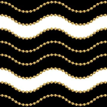 Seamless pattern of small golden chains on black background. Stock Illustration