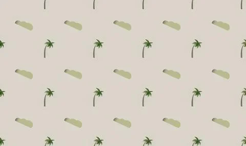 Seamless pattern with small green palm trees on beige background Stock Illustration