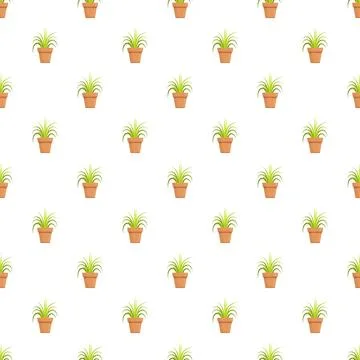 Seamless pattern with small green potted plants Illustrazione stock