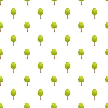 Seamless pattern of small green trees on a white background Stock Illustration