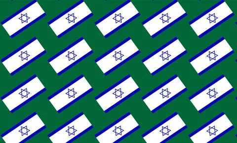 Seamless pattern of small Israeli flags with blue stripes and white background Illustrazione stock