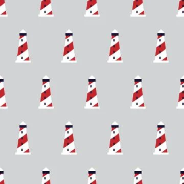 Seamless pattern with small lighthouses Stock Illustration