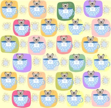 Seamless pattern with a small mouse, vector illustration Stock Illustration