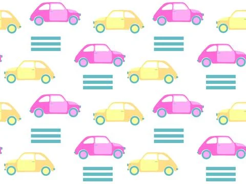 A seamless pattern of small multicolored cars Stock Illustration