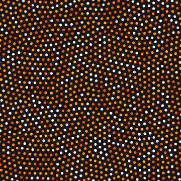 Seamless pattern with small orange circles. Minimalist dots on black background Illustrazione stock