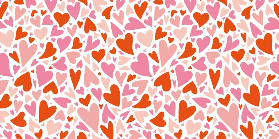 Seamless pattern with small pink and red hearts on a white background, Love.. Stock Illustration