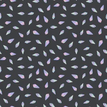 Seamless pattern with small pink and blue crystals gems on black background Stock Illustration