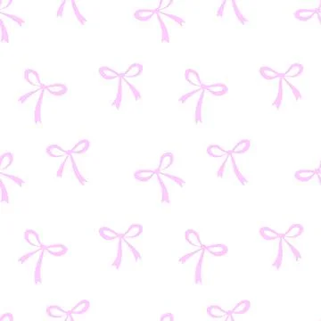 Seamless pattern with small pink flat bows, ribbons. Cute fun simple abstract Illustrazione stock