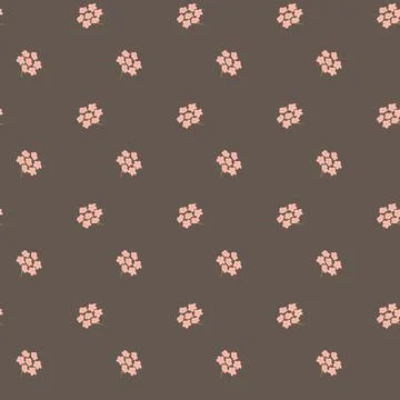 Seamless pattern with small pink flowers on a brown background 스톡 일러스트