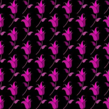 Seamless pattern of small purple tulips Stock Illustration