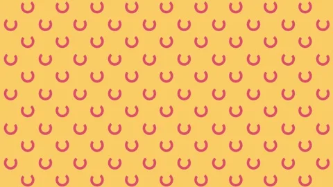 Seamless pattern of small red horseshoes on yellow background Stock Footage 327989180